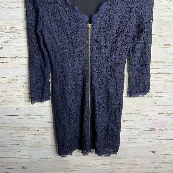 Adrianna Papell for E Live From The  Red Carpet Navy Lace Sheath Dress Size 4 - Picture 9 of 10